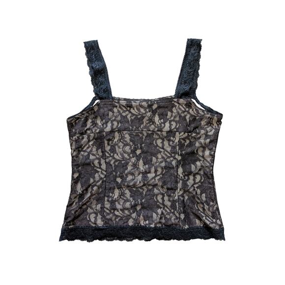 Y2K Doncaster Signature Corset Top Womens M Brown-Black Lace Grunge Whimsigoth - Picture 2 of 7